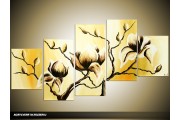 Acryl Schilderij Magnolia | Geel | 150x70cm 5Luik Handgeschilderd