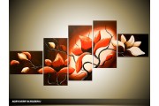 Acryl Schilderij Magnolia | Rood, Bruin, Crème | 170x70cm 5Luik Handgeschilderd