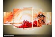 Acryl Schilderij Sexy | Rood, Crème | 150x70cm 5Luik Handgeschilderd