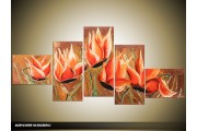 Acryl Schilderij Magnolia | Rood, Bruin | 170x70cm 5Luik Handgeschilderd