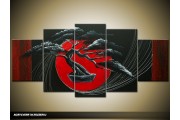 Acryl Schilderij Bonsai | Rood, Zwart | 150x70cm 5Luik Handgeschilderd