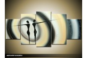 Acryl Schilderij Modern | Grijs, Crème | 150x70cm 5Luik Handgeschilderd