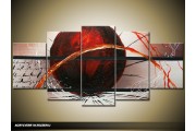 Acryl Schilderij Modern | Rood, Bruin | 150x70cm 5Luik Handgeschilderd