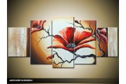 Acryl Schilderij Klaproos | Bruin, Crème | 150x70cm 5Luik Handgeschilderd