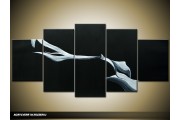 Acryl Schilderij Modern | Zwart | 150x70cm 5Luik Handgeschilderd