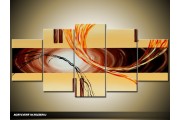 Acryl Schilderij Modern | Bruin, Geel | 150x70cm 5Luik Handgeschilderd