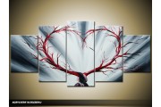 Acryl Schilderij Modern | Rood, Grijs | 150x70cm 5Luik Handgeschilderd