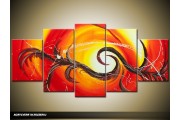 Acryl Schilderij Modern | Oranje, Rood, Geel | 150x70cm 5Luik Handgeschilderd
