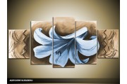 Acryl Schilderij Woonkamer | Blauw, Bruin | 150x70cm 5Luik Handgeschilderd