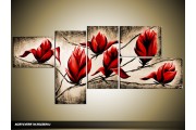 Acryl Schilderij Magnolia | Rood, Bruin | 160x70cm 5Luik Handgeschilderd