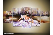 Acryl Schilderij Natuur | Paars | 150x70cm 5Luik Handgeschilderd