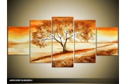 Acryl Schilderij Natuur | Bruin, Crème | 150x70cm 5Luik Handgeschilderd