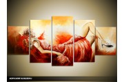 Acryl Schilderij Sexy | Rood, Crème | 150x70cm 5Luik Handgeschilderd