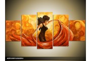 Acryl Schilderij Sexy | Oranje, Bruin | 150x70cm 5Luik Handgeschilderd