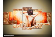 Acryl Schilderij Sexy | Bruin, Oranje | 150x70cm 5Luik Handgeschilderd
