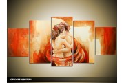 Acryl Schilderij Sexy | Oranje, Crème | 150x70cm 5Luik Handgeschilderd