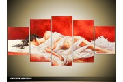 Acryl Schilderij Sexy | Rood, Wit | 150x70cm 5Luik Handgeschilderd