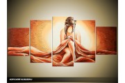 Acryl Schilderij Sexy | Bruin, Crème | 150x70cm 5Luik Handgeschilderd
