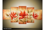 Acryl Schilderij Woonkamer | Oranje, Bruin | 150x70cm 5Luik Handgeschilderd