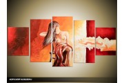 Acryl Schilderij Sexy | Rood, Crème | 150x70cm 5Luik Handgeschilderd