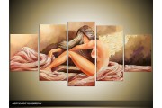 Acryl Schilderij Sexy | Bruin | 150x70cm 5Luik Handgeschilderd