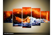 Acryl Schilderij Sexy | Oranje, Blauw | 150x70cm 5Luik Handgeschilderd
