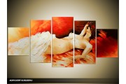 Acryl Schilderij Sexy | Rood, Crème | 150x70cm 5Luik Handgeschilderd