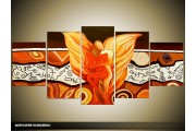 Acryl Schilderij Modern | Bruin, Oranje | 150x70cm 5Luik Handgeschilderd