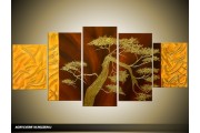 Acryl Schilderij Bonsai | Bruin, Goud | 150x70cm 5Luik Handgeschilderd