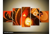 Acryl Schilderij Modern | Bruin, Crème | 150x70cm 5Luik Handgeschilderd