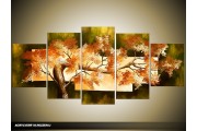 Acryl Schilderij Natuur | Bruin, Groen | 150x70cm 5Luik Handgeschilderd