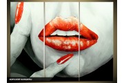 Acryl Schilderij Modern | Rood, Zwart | 120x80cm 3Luik Handgeschilderd
