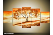 Acryl Schilderij Natuur | Bruin, Crème | 150x70cm 5Luik Handgeschilderd