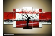 Acryl Schilderij Modern | Rood, Zwart, Wit | 150x70cm 5Luik Handgeschilderd