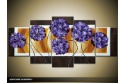 Acryl Schilderij Modern | Blauw, Bruin, Crème | 150x70cm 5Luik Handgeschilderd