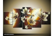 Acryl Schilderij Magnolia | Bruin, Crème | 150x70cm 5Luik Handgeschilderd