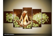 Acryl Schilderij Slaapkamer | Bruin, Groen | 150x70cm 5Luik Handgeschilderd
