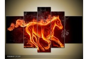 OP VOORRAAD  Foto canvas schilderij Paarden | Kleur: Rood, Oranje, Zwart | F000800