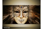 OP VOORRAAD Foto canvas schilderij Masker | Kleur: Bruin, Wit, Zwart | F004929