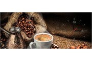 WANDKLOK SCHILDERIJ KOFFIE, KEUKEN | BRUIN, GEEL, WIT | 100X40cm | F007100 C