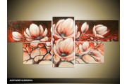 Acryl Schilderij Magnolia | Rood, Crème | 150x70cm 5Luik Handgeschilderd