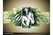 Acryl Schilderij Kunst, Sexy | Groen | 150x70cm 5Luik Handgeschilderd