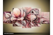 Acryl Schilderij Magnolia | Paars, Grijs | 150x70cm 5Luik Handgeschilderd