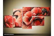 Acryl Schilderij Klaproos | Rood | 150x70cm 5Luik Handgeschilderd