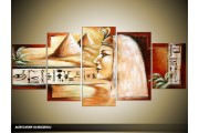 Acryl Schilderij Egypte | Crème, Bruin | 150x70cm 5Luik Handgeschilderd