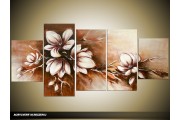 Acryl Schilderij Magnolia | Bruin, Crème | 150x70cm 5Luik Handgeschilderd