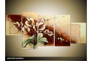 Acryl Schilderij Modern | Bruin, Crème, Groen | 150x70cm 5Luik Handgeschilderd