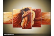 Acryl Schilderij Slaapkamer | Rood, Bruin | 150x70cm 5Luik Handgeschilderd
