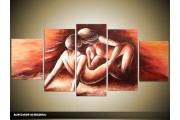 Acryl Schilderij Slaapkamer | Bruin, Rood | 150x70cm 5Luik Handgeschilderd