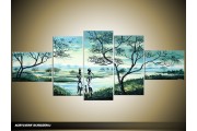 Acryl Schilderij Natuur | Blauw | 170x70cm 5Luik Handgeschilderd